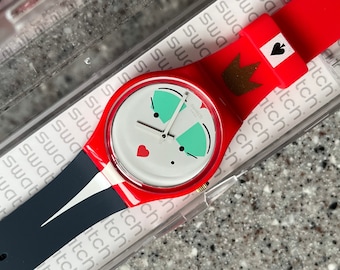 Swatch Watch Wonderqueen disney like Alice in wonderland swatch NIB new old stock 34mm face with box and battery