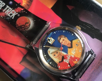Reloj novedoso Star Trek Barbie y Ken 30.º aniversario 1996, nuevo en paquete, nunca abierto, reloj coleccionable Mattel y Paramount