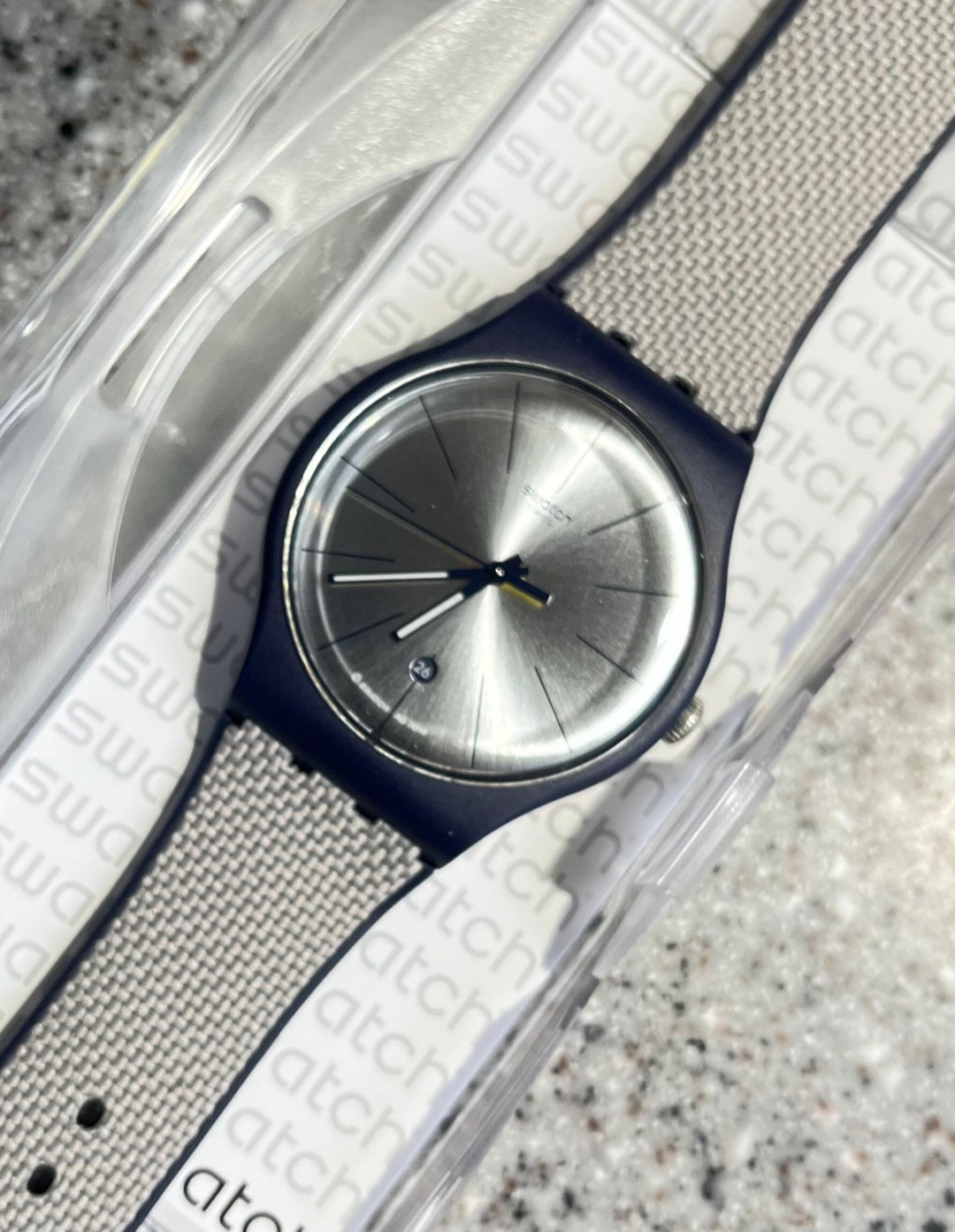 Swatch Watch 41mm face New Never Worn mirrored face with navy Etsy 日本