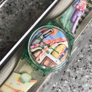 Swatch Watch Vintage 1992 Cat Fairy Tale “La Chat Bottle” RARE New Old Stock never worn NIB with battery