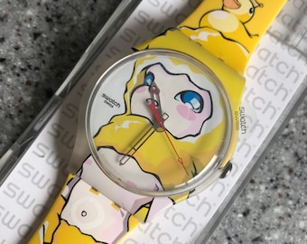 Ducky Brigade Vintage Swatch Watch by Hiroyuki Matsuura fabulous cartoon design newer gents never worn with plastic on face and battery
