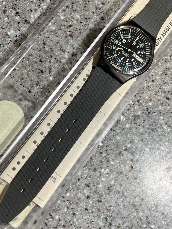 【未使用品】SWATCH 初代 BLACK MOTION Vintage Vintage Swatch Watch RARE Cabaret New Old Stock New in Box