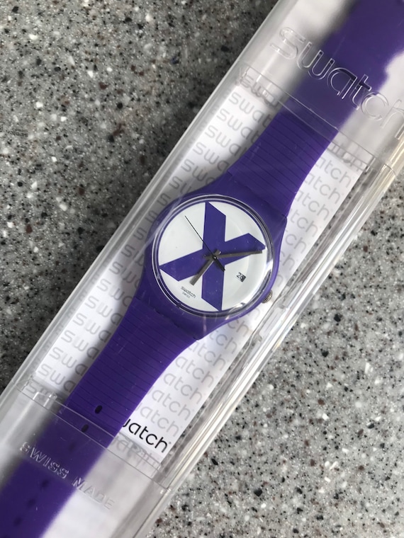 Swatch Watch Vintage Newer Gents X-rated Xx-rated Purple SUOV401