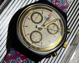 稼働 swatch 腕時計 クロノグラフ ヴィンテージ 新品電池 ボーイズ541 稼働 swatch 腕時計 クロノグラフ ヴィンテージ 新品電池