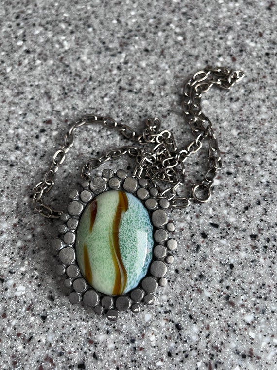 Collier Pendentif Sculptural En étain Par Bent Larsen Années 70 - Bijou D'artiste