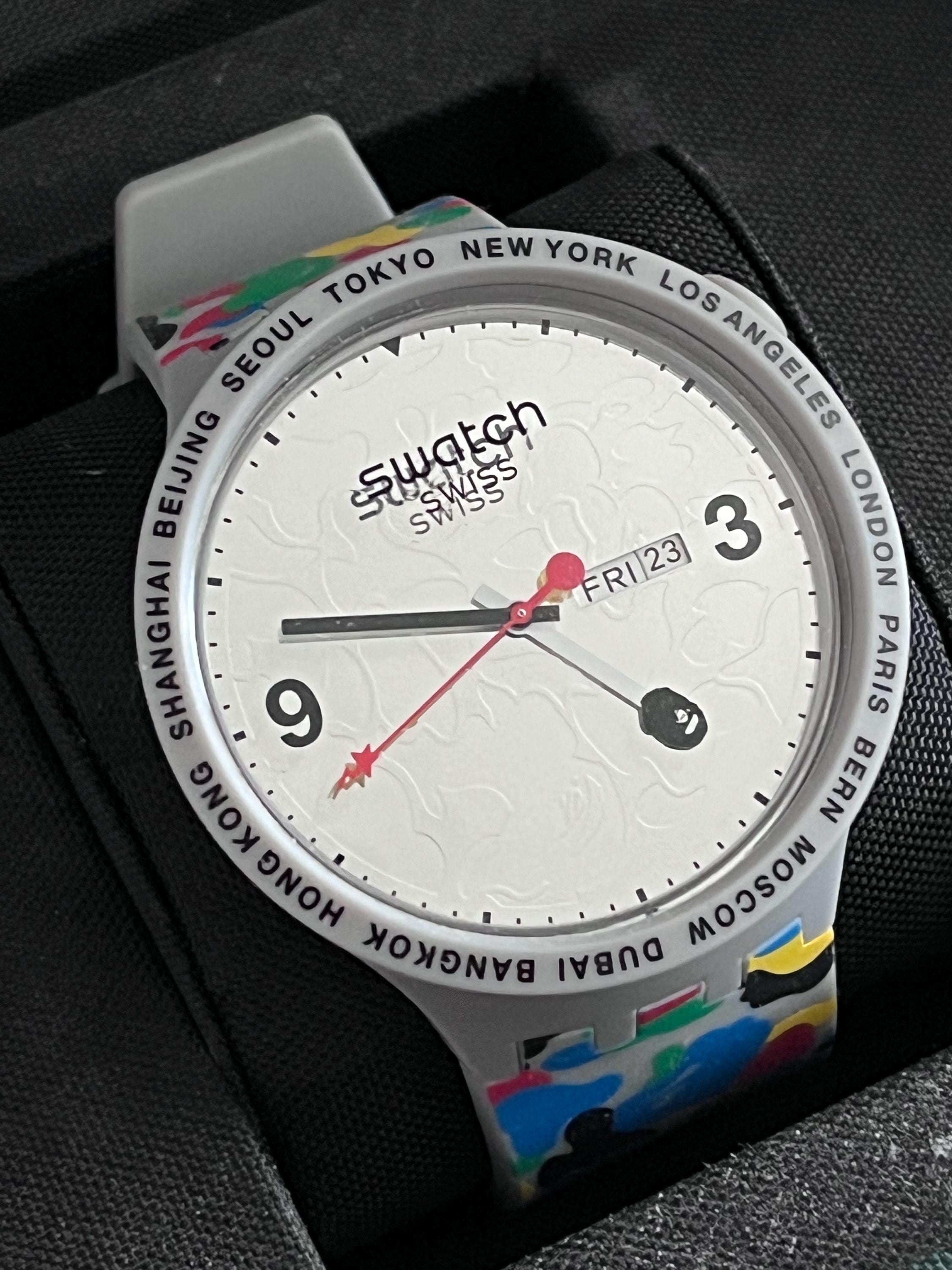 Swatch Watch Xbape Tokyo Gray Multi Camo Swatch 47mm Unworn NEW in 