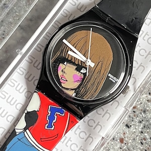 RARE Artist swatch 34mm NEW never worn French artist FAFI graffiti artist in box with battery fabulous limited swatch watch girl pictured