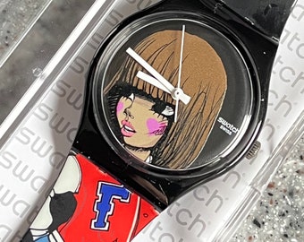 RARE Artist swatch 34mm NEW never worn French artist FAFI graffiti artist in box with battery fabulous limited swatch watch girl pictured