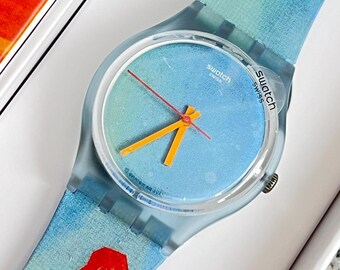Swatch Watch Fall Leaf Colors Orange Avacado Cream 25mm Irony 