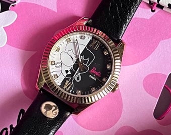 Barbie Special Fossil X black leather band and floral leather band in collectors tin box numbered limited edition NEW UNWORN with battery