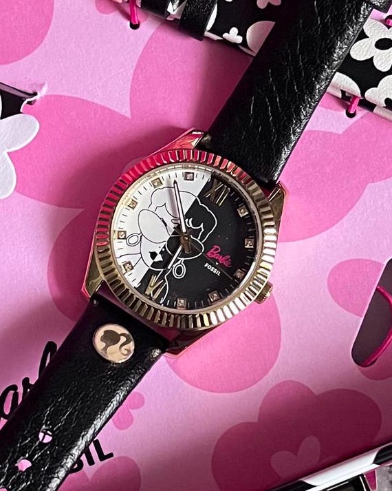 Barbie Special Fossil X Black Leather Band and Floral  display picture 1