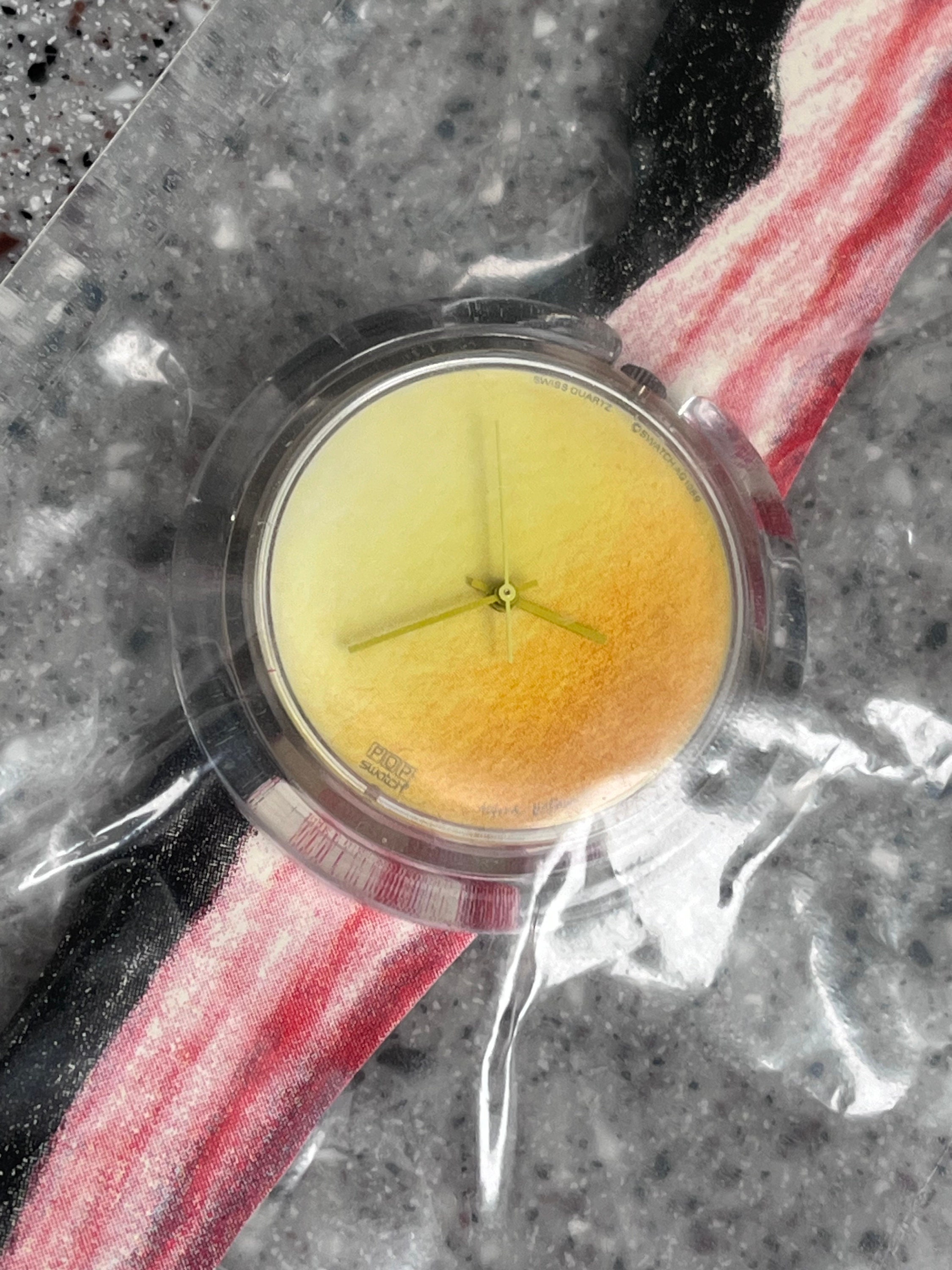 Vintage Swatch Pop Watch Alfred Hofkunst set 1991 Swatch Bacon and Egg Watch by Alfred Hofkunst  main image 2