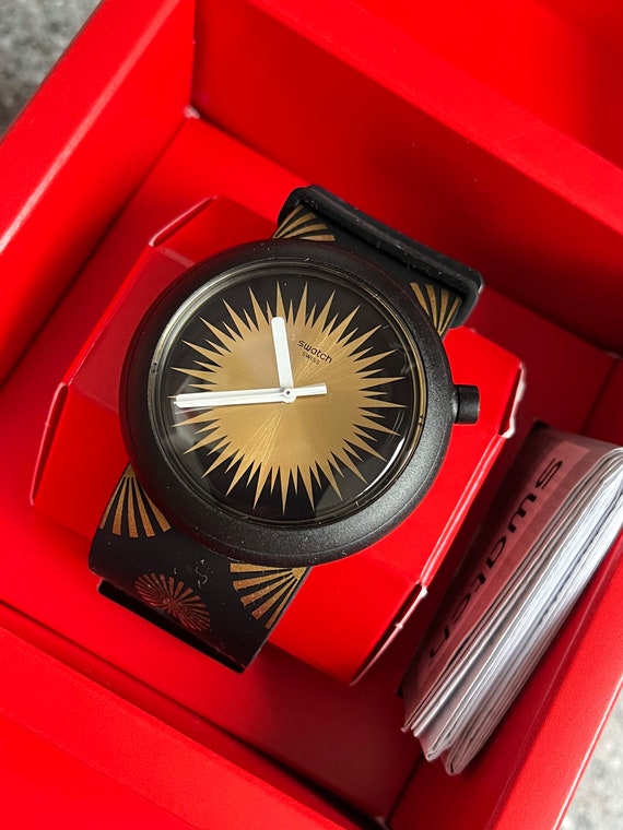 NEW Vintage Swatch POP Watch Festipop golden sun on c… Gem