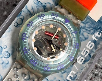 1992 Swatch Vintage Scuba 200 Swatch Unworn Jelly Bubbles SDK104