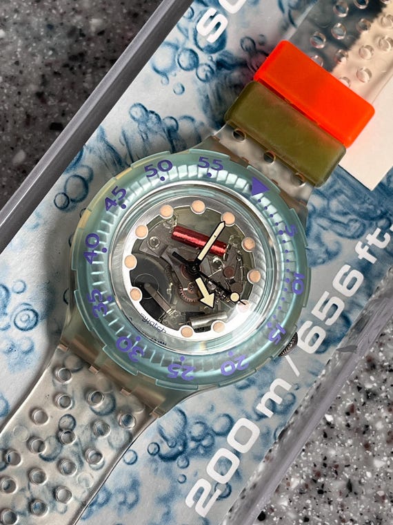 1992 Swatch Vintage Scuba 200 Swatch Unworn Jelly Bubbles SDK104