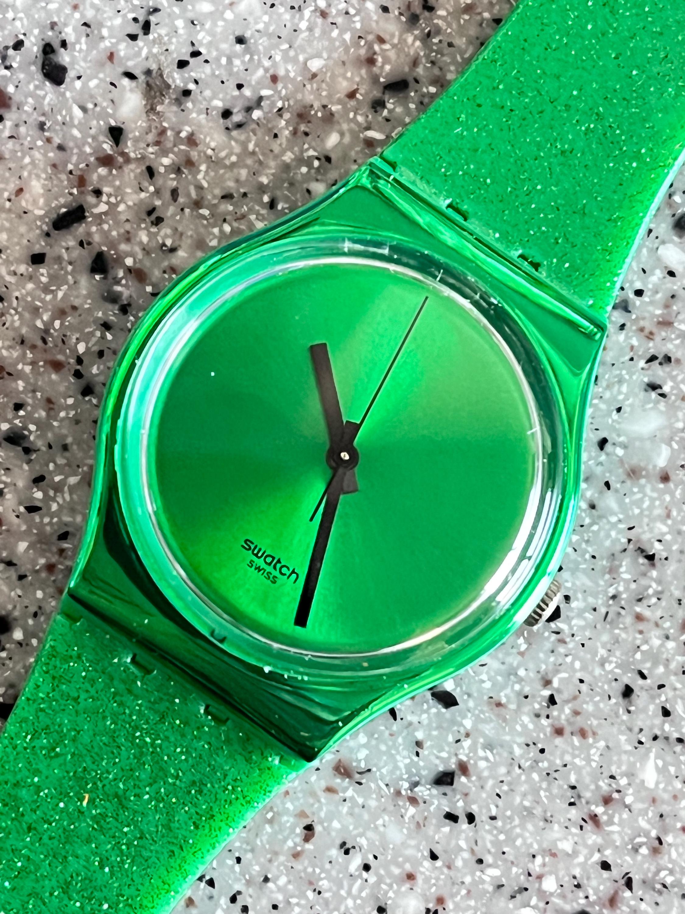 Swatch Watch Unworn in Box With Battery GREEN Glittery  display picture 2