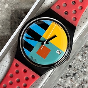 Swatch Vintage Watch RARE 1988 Needles GB408 34mm Never Worn in