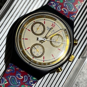 Swatch Watch Chrono Vintage 90s SCB108 called Award New In Box never worn with new battery and running condition mint and beautiful