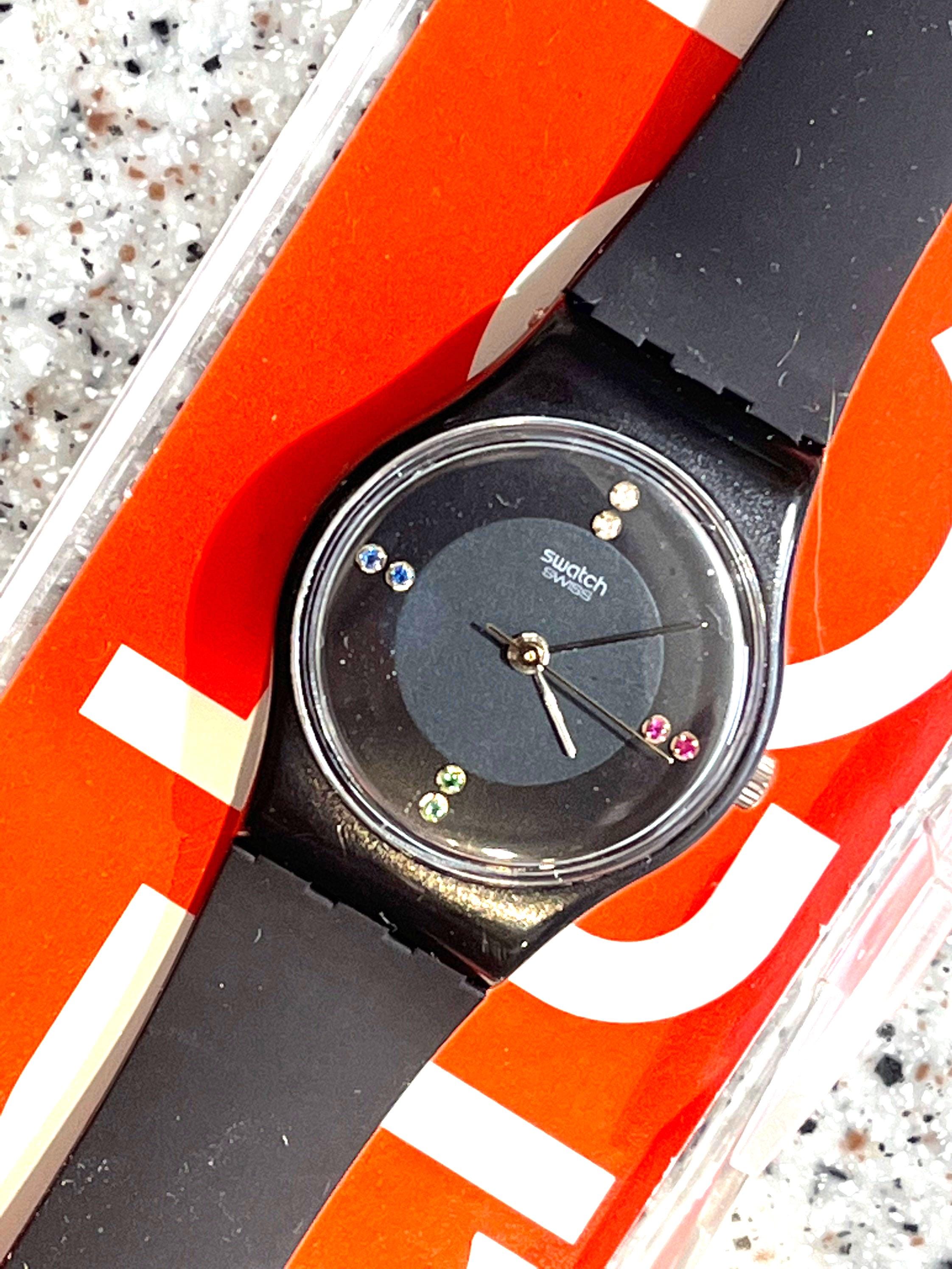 Vintage Swatch Noeud Marin Black Yellow Swiss 25mm Womens Watch w New Battery Vintage Rare Early Swatch Newport GW108 Unisex Watch 1987 - Etsy main image 3