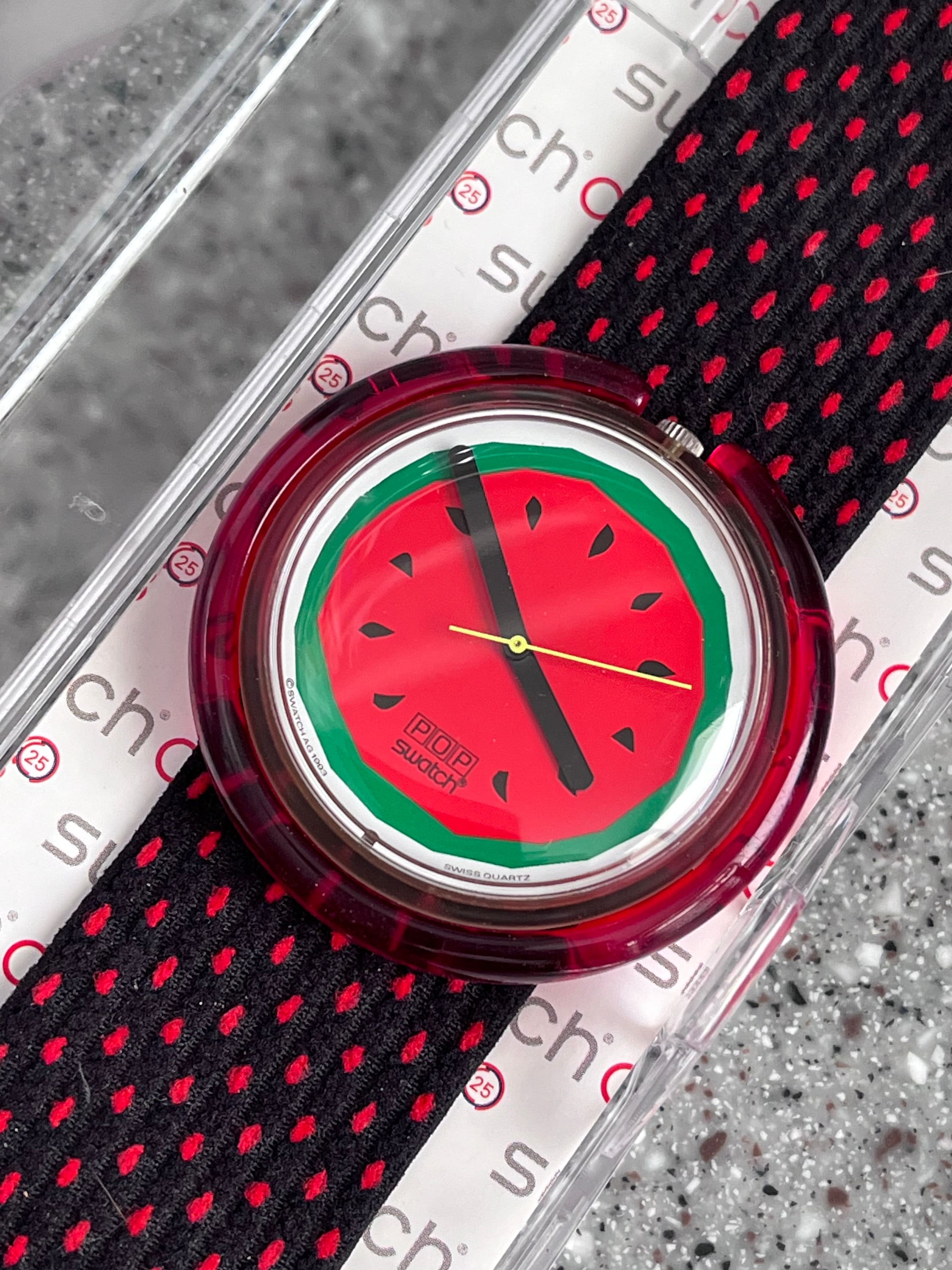 Vintage Watermelon POP Swatch With Vintage Elastic Band Comes in