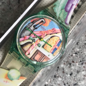 Swatch Watch Vintage 1992 Cat Fairy Tale “La Chat Bottle” RARE New Old Stock never worn NIB with battery