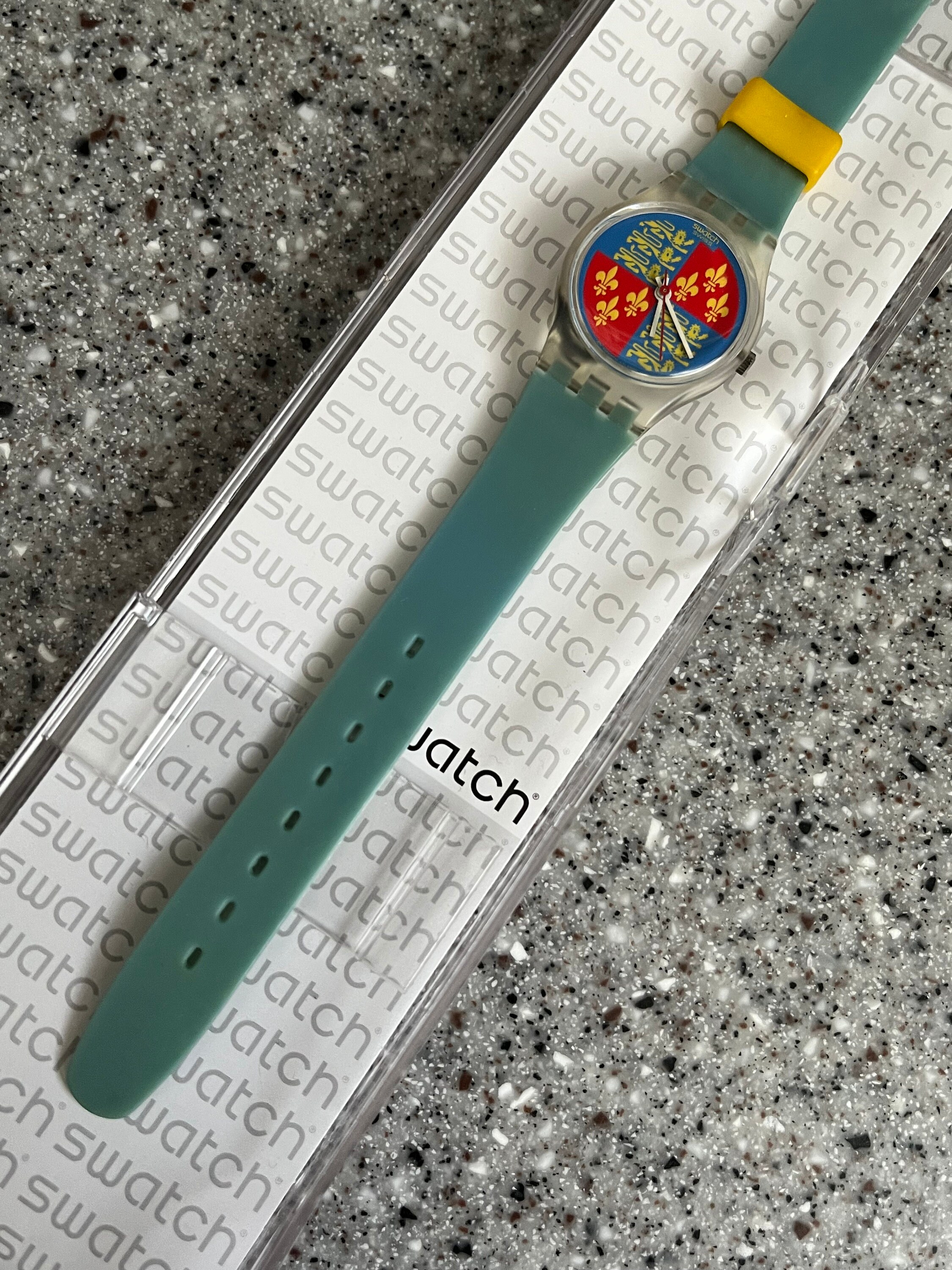 Vintage Ladies Swatch Watch Lionheart LK102 1986 Blue Red 