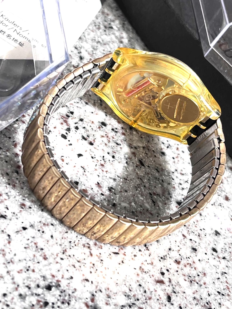 1990 Christmas Special Hollywood Dream GZ116 in original box battery running unworn NEW small flexible band crystal fabulous swatch 34mm image 7
