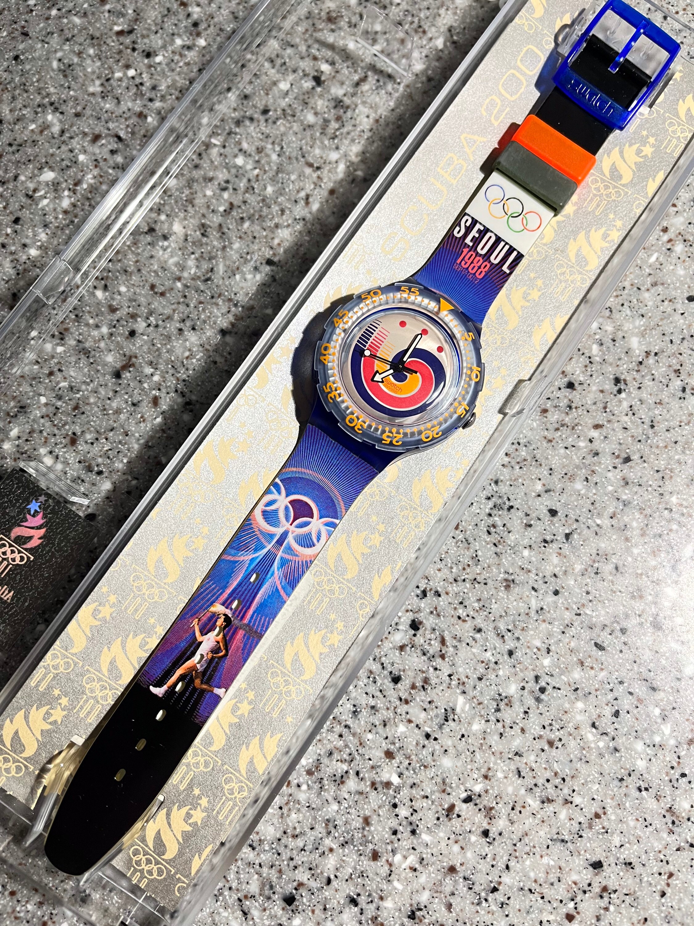 Commemorative Swatch Watch Scuba 200 Seoul 1998 Olympics NEW