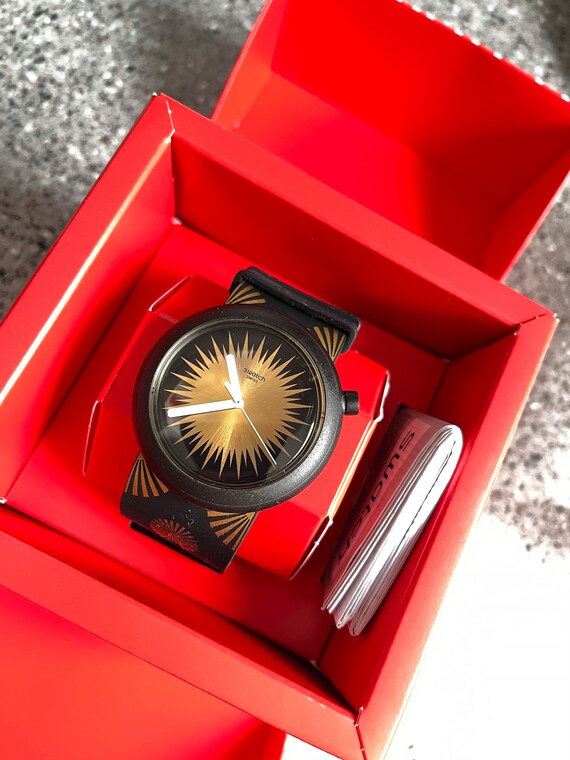 NEW Vintage Swatch POP Watch Festipop golden sun on c… Gem