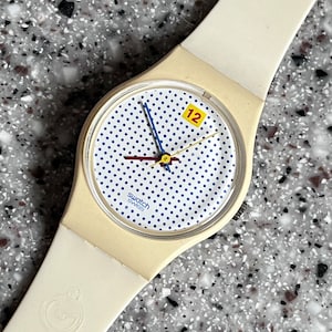 1985 25mm Vintage Swatch Watch Called Dotted Swiss LW104 All