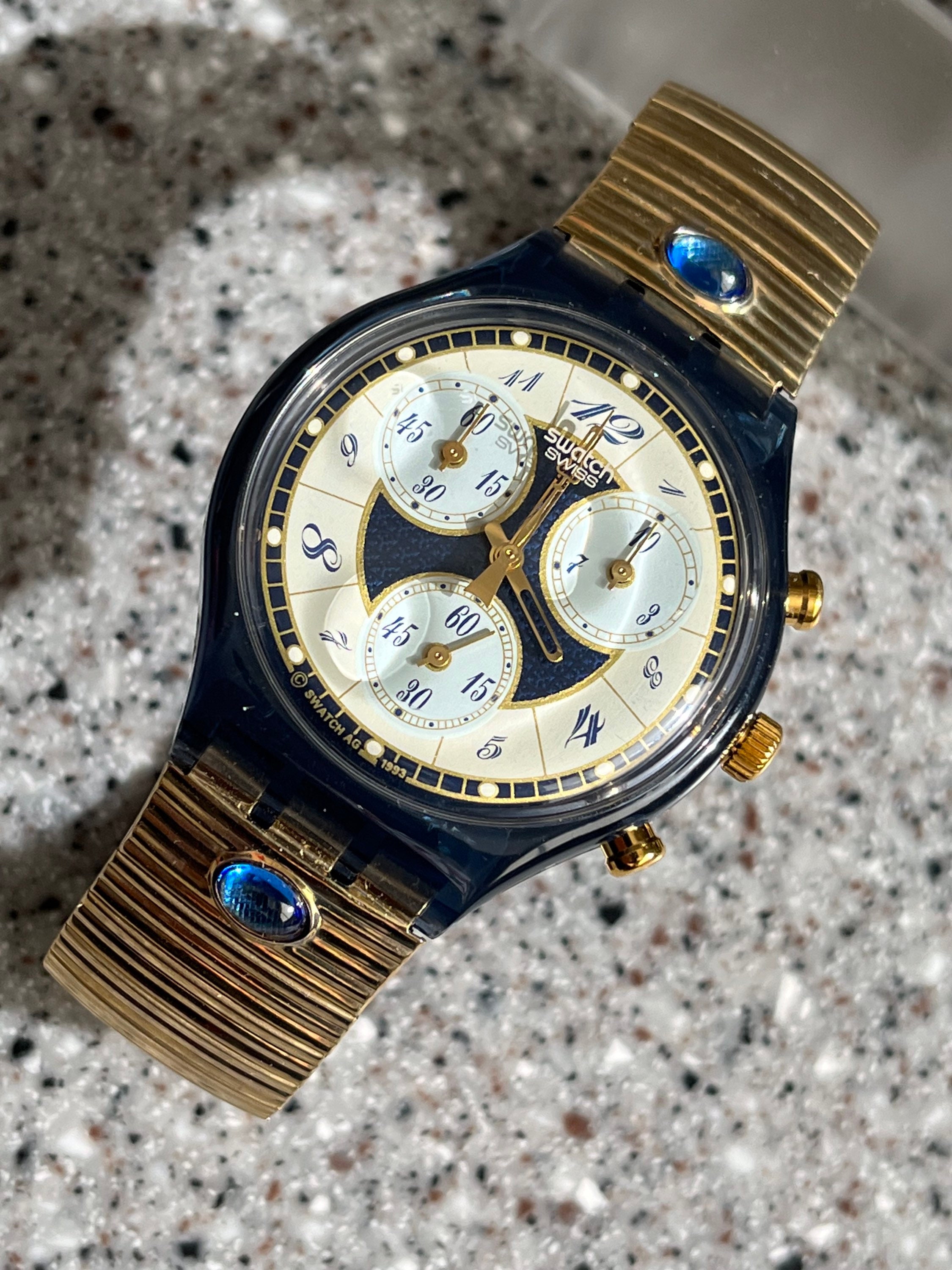 スウォッチ Swatch 1994年クロノ VOLUPTE 品番SCM104 Vintage Swatch Watch Chrono Chronograph Early 1994 Free