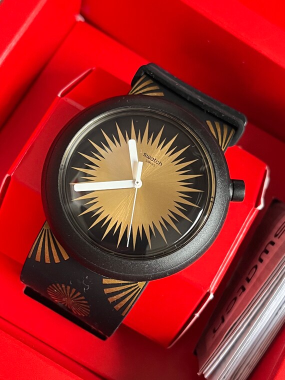 NEW Vintage Swatch POP Watch Festipop golden sun on c… Gem