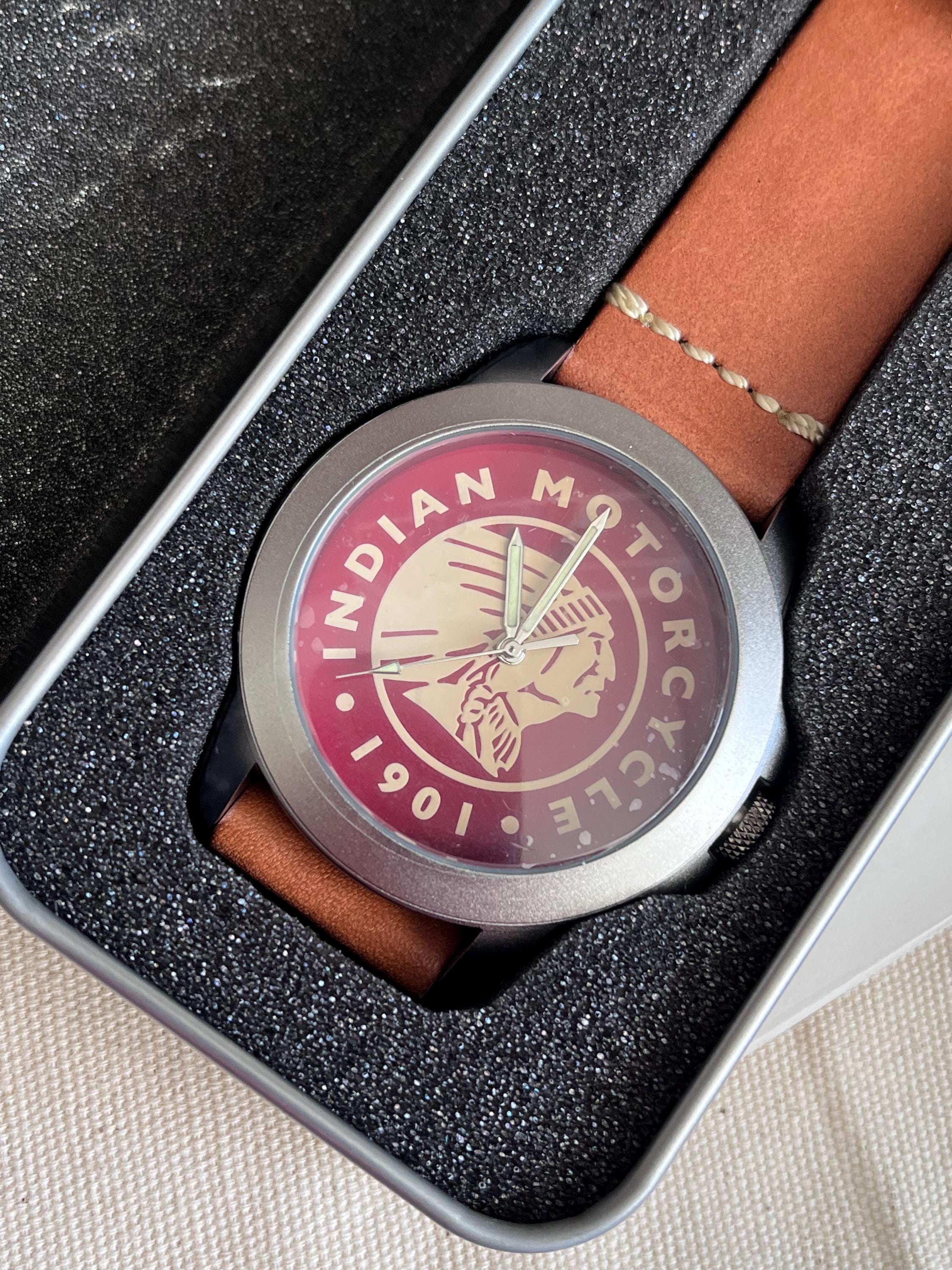 Vintage Indian Motorcycle Large Watch NEW Unworn in Tin With Battery Working 1.75 Inches by 10 Inches Long Leather Band Original Fabulous Etsy Canada