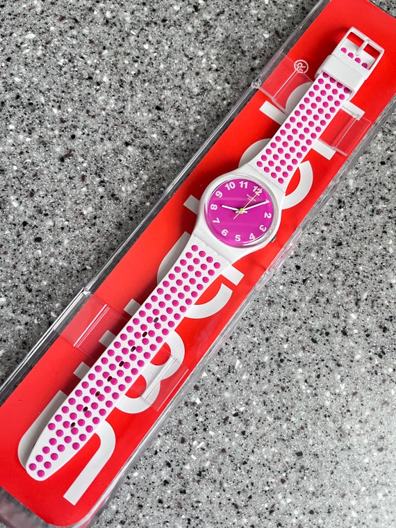 NEW never worn Pink Dots swatch watch in box with… - image 7