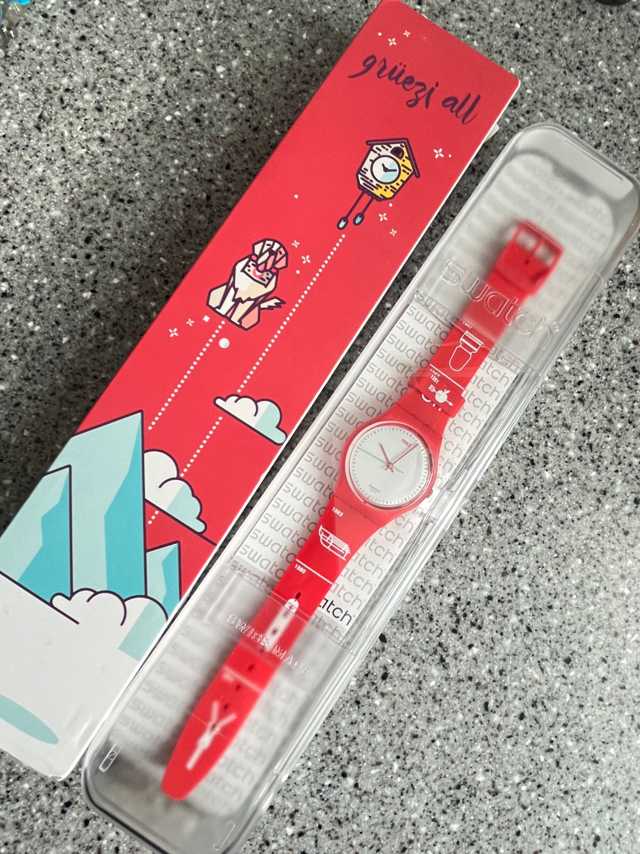 Swatch Watch Schwiizitude GR168 34mm Face Red-and-white