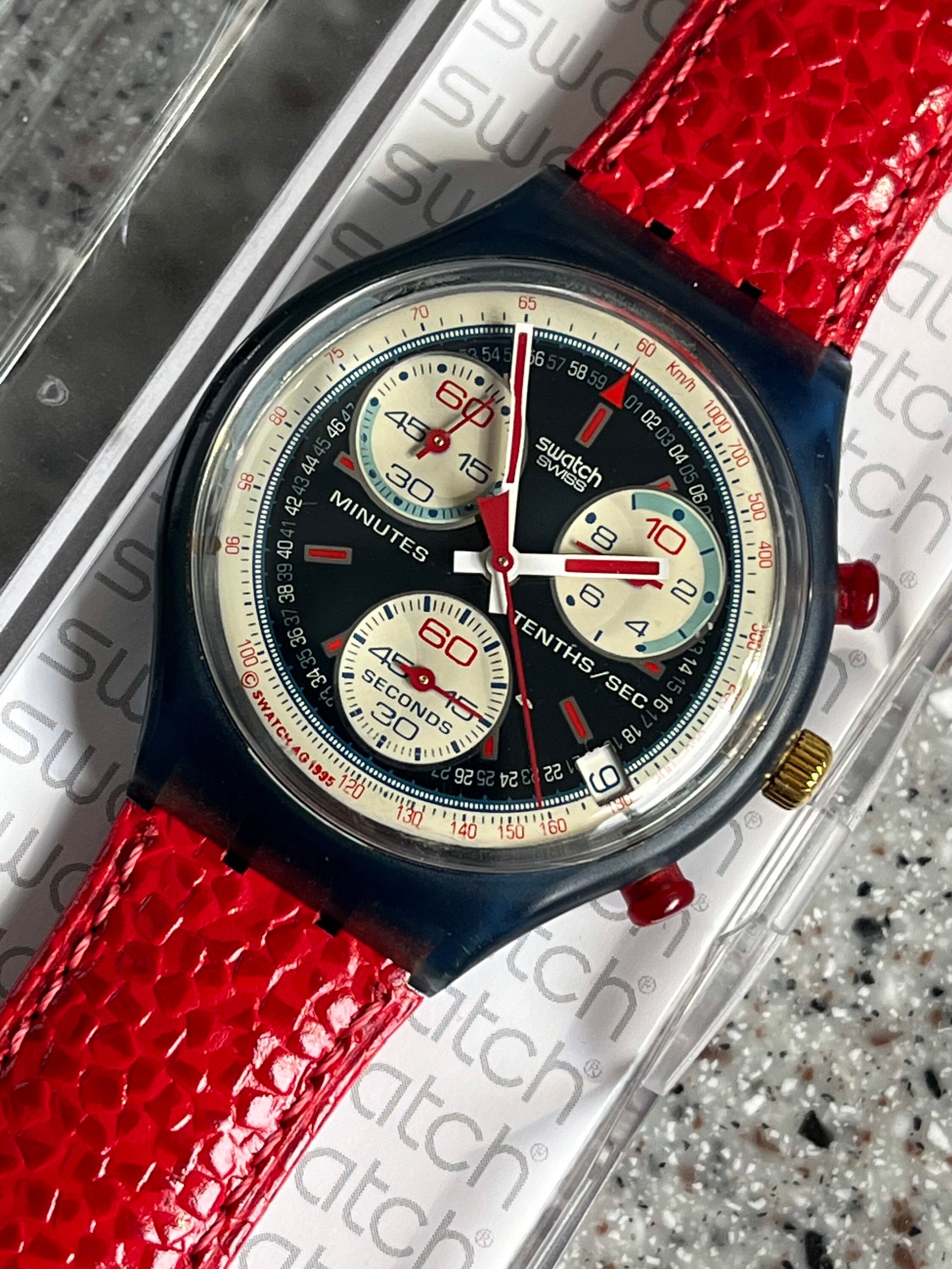 Vintage Swatch Watch Chrono SCM403 Rallye RARE Running Never Worn 
