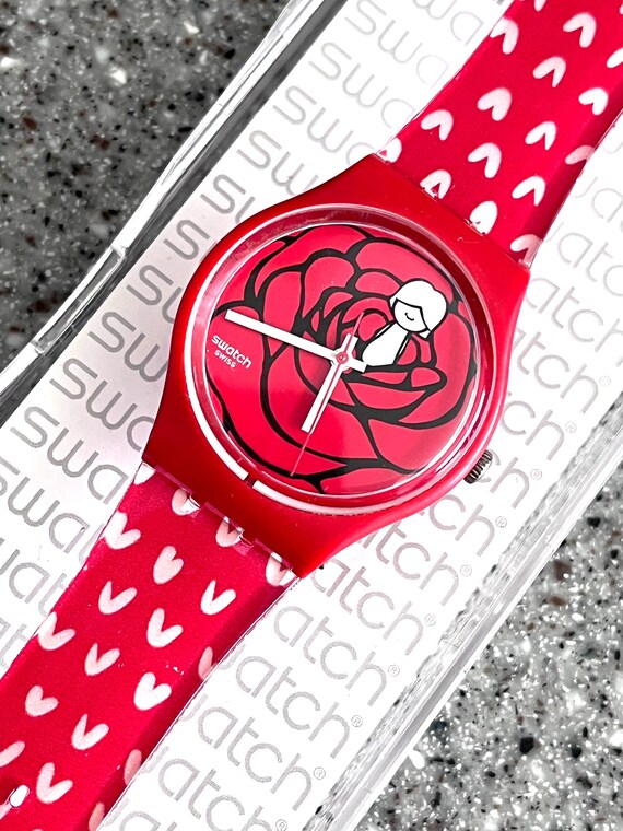 Vintage Swatch Watch GZ264 My Heart Red Rose Only  display picture 1