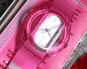 Vintage Swatch RARE 2001 called Masking GK335 never worn in original box with battery and comes with colorful attachments for band and face
