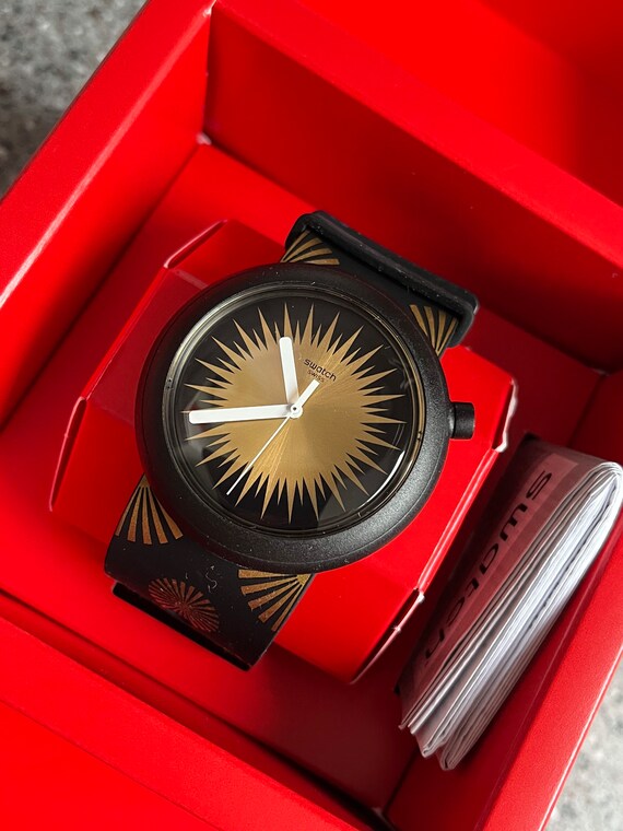 NEW Vintage Swatch POP Watch Festipop golden sun on c… Gem