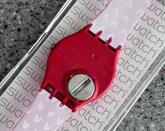 Vintage Swatch Watch GZ264 My Heart Red Rose Only