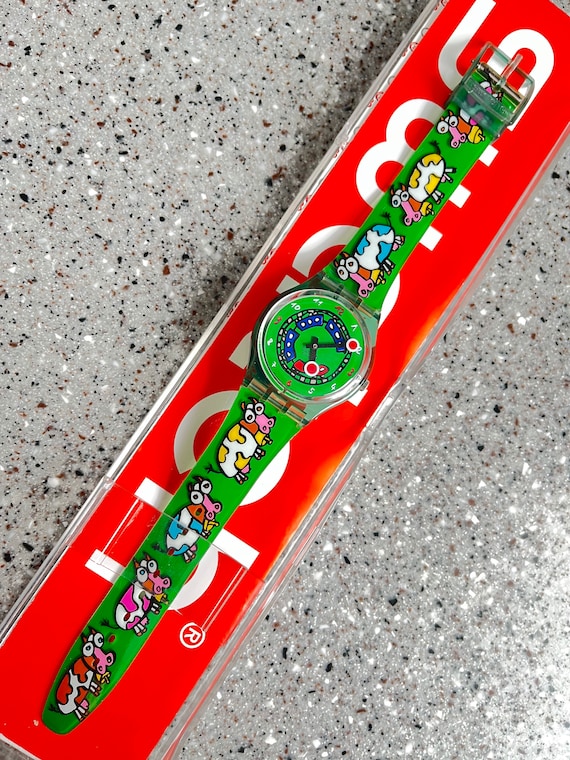 Vintage Swatch Watch 34mm Original Crazy Train With Cows Vintage Swatch Watch 34mm Original Crazy Train With Cows