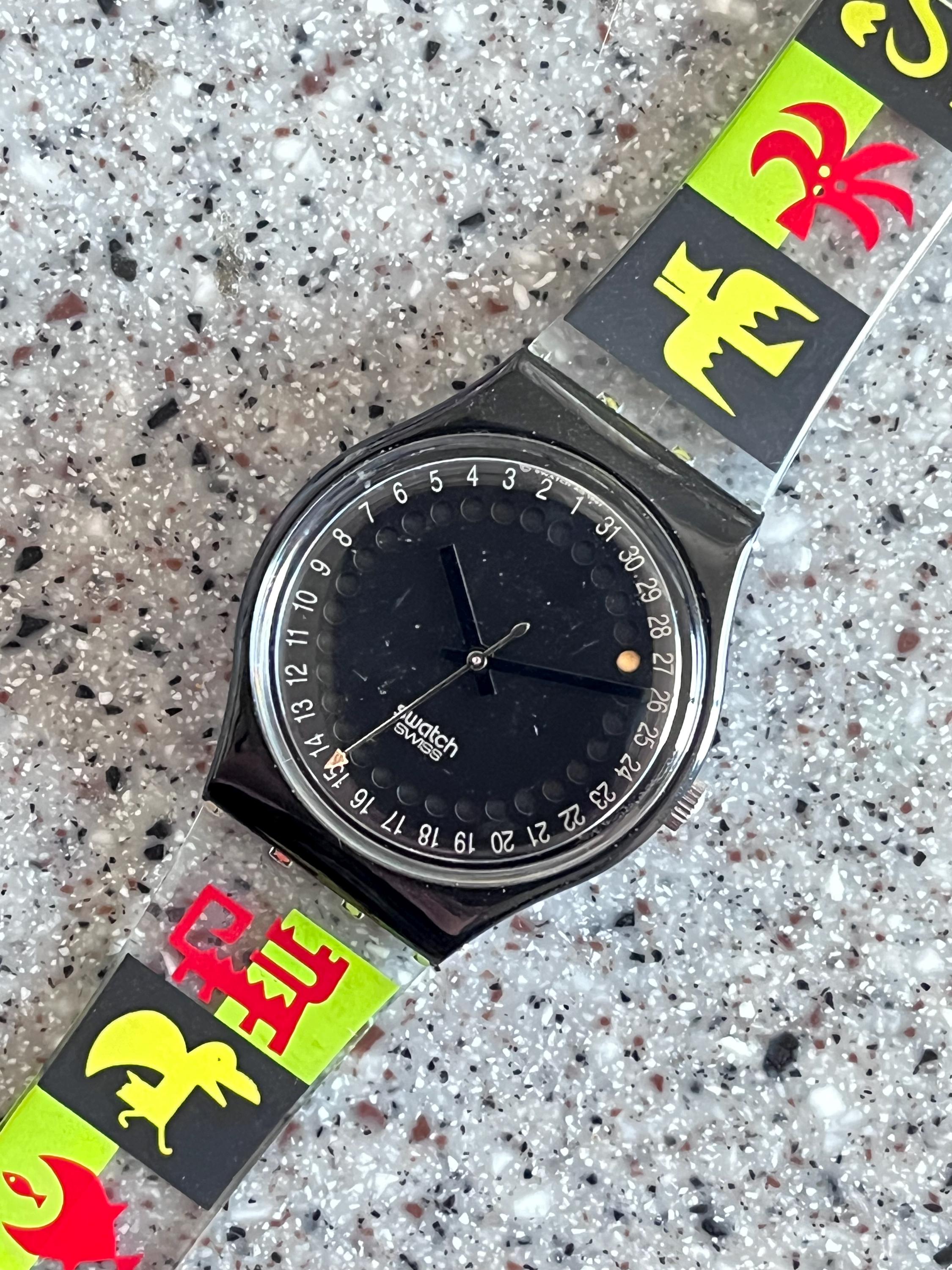 1991年製の初期のスウォッチ時計、交換用バンド、新しいバッテリーで 
