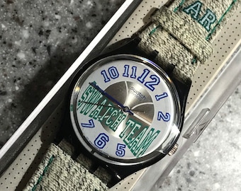 1990 Yellow Swiss Made Skeletonized Swatch Pop Watch Rare