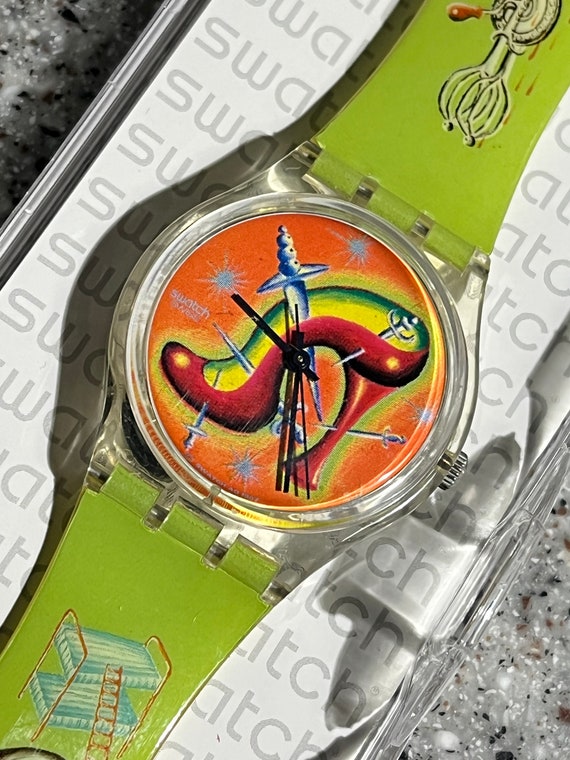 Vintage Artist Swatch Watch de Cisco Jimenez llamado Stiletto edicion especial limitada condicion iworking usada con bateria 1998 y caja Etsy Espana