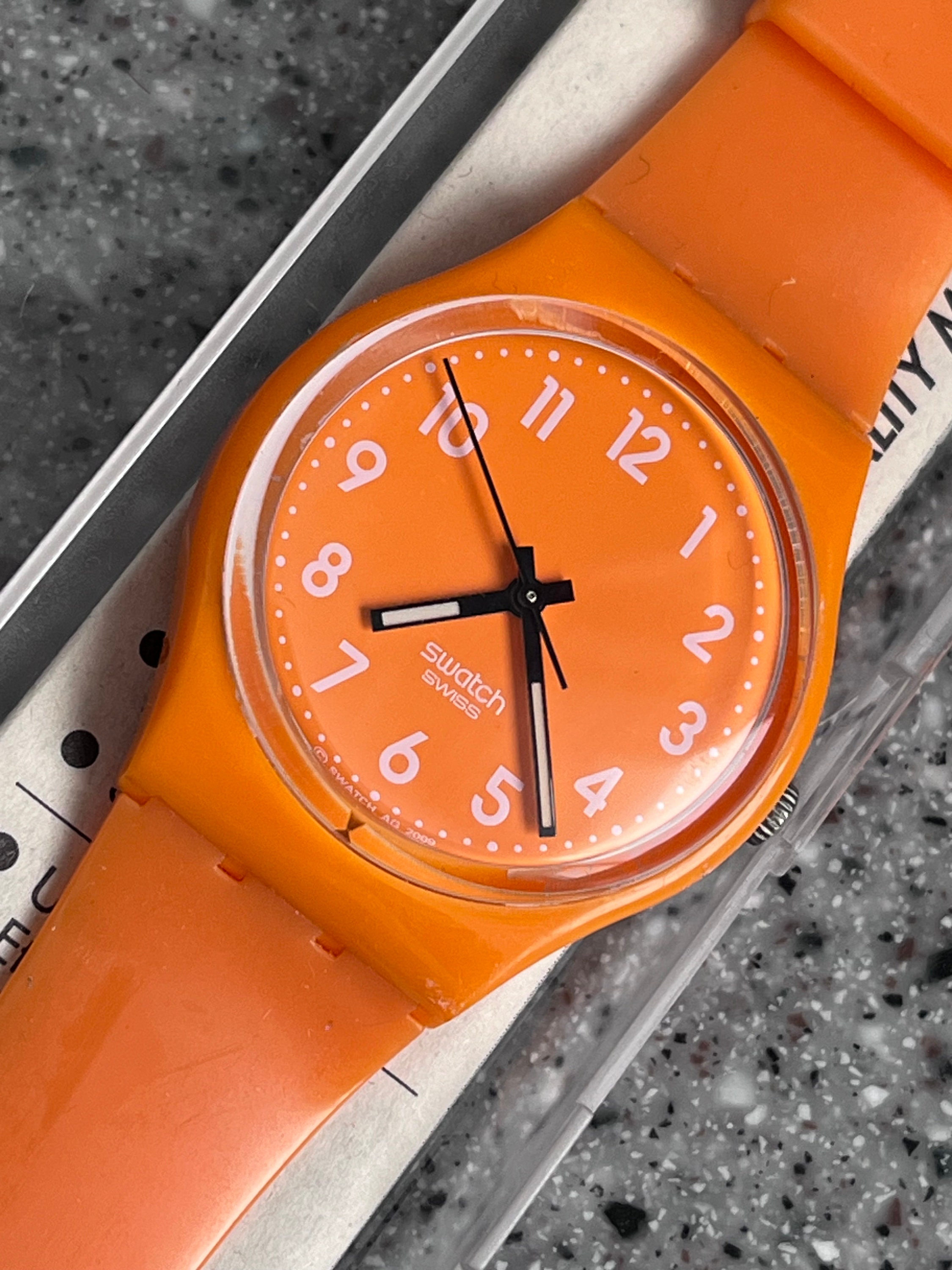 Swatch Watch Ladies Fresh Papaya Orange NWT Swatch Fresh Papaya Womens Watch 34mm Orange Dial GO105  main image 3