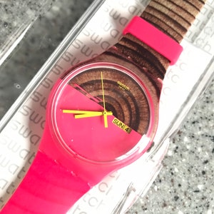 Swatch Watch Vintage New Old Stock SUOP703 Woodkid Unisex New In Box never worn with battery RARE discontinued limited 41mm face