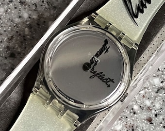 Vintage Swatch Armbanduhr 100 Jahre Kino Time to Reflect von Robert Altman GZ143 Modell nie getragen in Box neue Batterie 34mm frühe Swatch