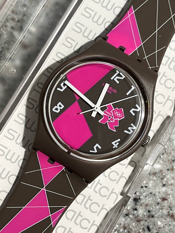 Swatch Watch Special Olympic London Brown and Pink 34mm Dial  display picture 2