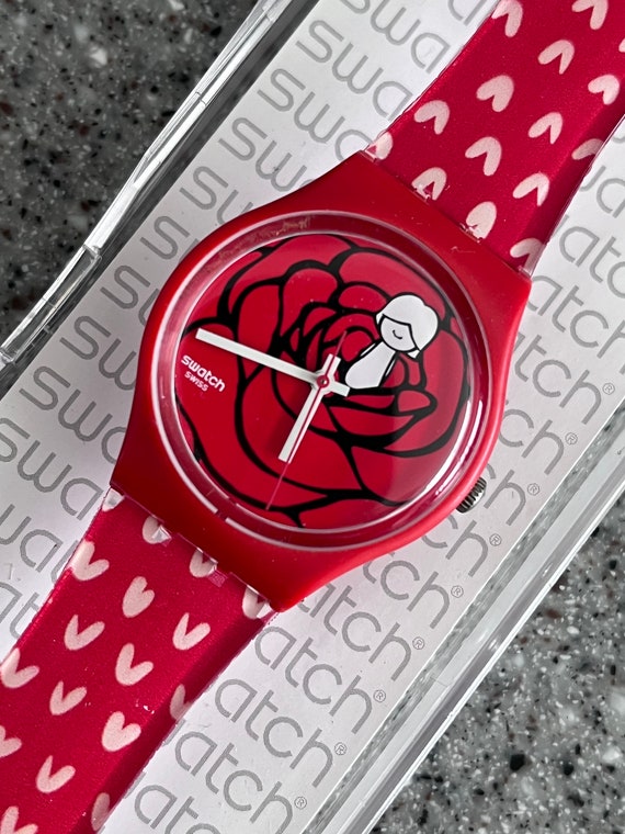 Vintage Swatch Watch GZ264 My Heart Red Rose Only Replacement
