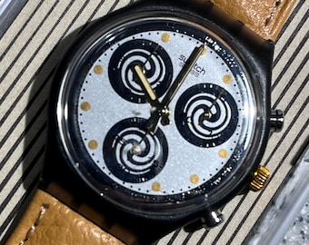 Vintage Swatch Watch YGG102 Sanguinello Blue 37mm 1995 Big Irony